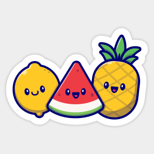 Cute Lemon, Watermelon And Pineapple Sticker